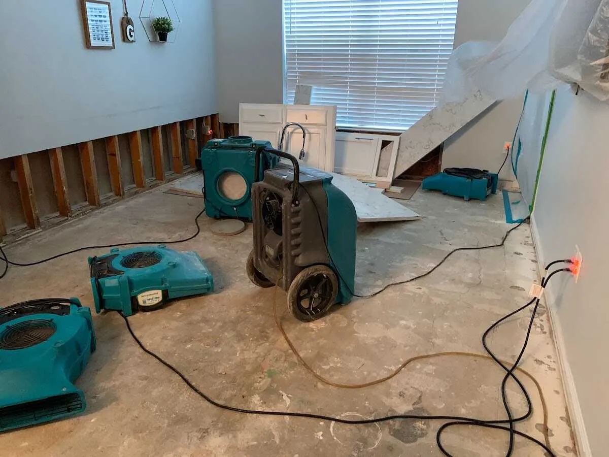 Dehumidifier in flood-cut room for Water Damage Restoration in Germantown